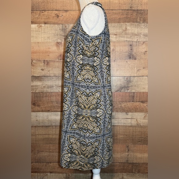 J Jill Shift Dress Sleeveless Black Gold Brown Cotton Blend Women’s size Small - Picture 2 of 9